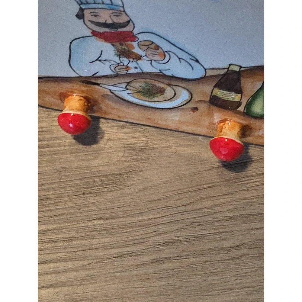 Chef Design Ceramic Kitchen Hanging Trivet to Hang apron Chef‎ Multicolor